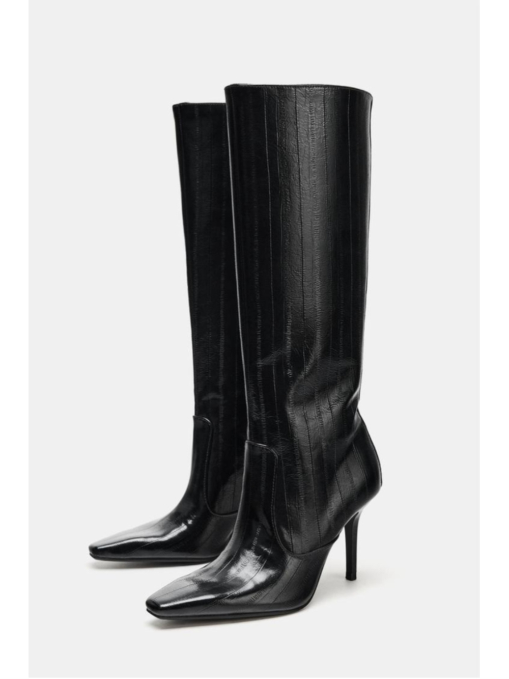 ZARA Engraved Heeled Boots – Size 38 EU